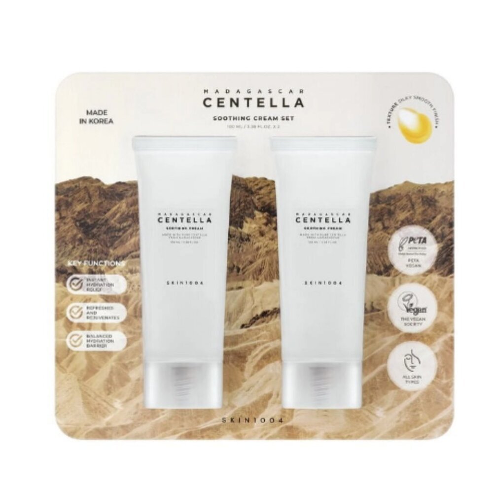 Skin1004 Madagascar Centella Soothing Facial Cream, 3.38 fl oz, 2-pack